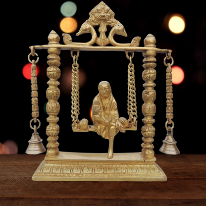 Brass Sai Baba on Jhula Idol Statue