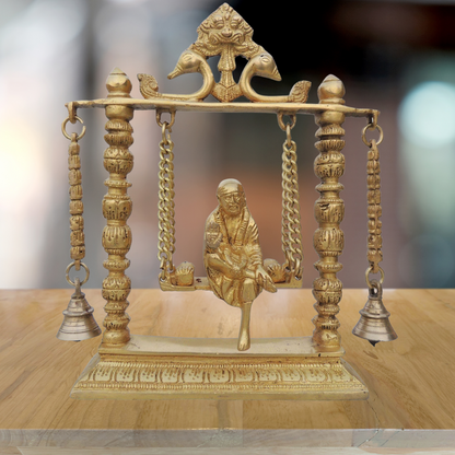 Brass Sai Baba on Jhula Idol Statue