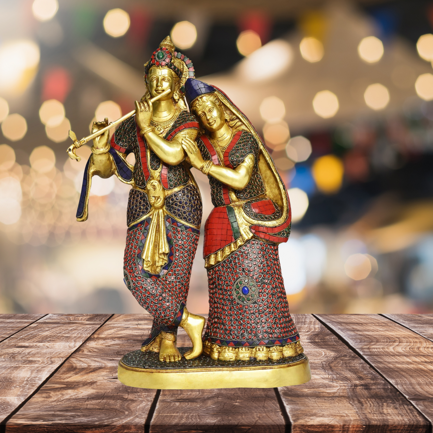 Brass Radha Krishna God Idol Statue