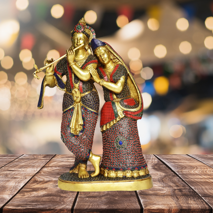 Brass Radha Krishna God Idol Statue