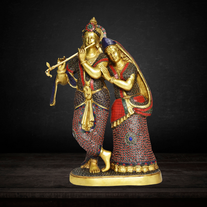 Brass Radha Krishna God Idol Statue