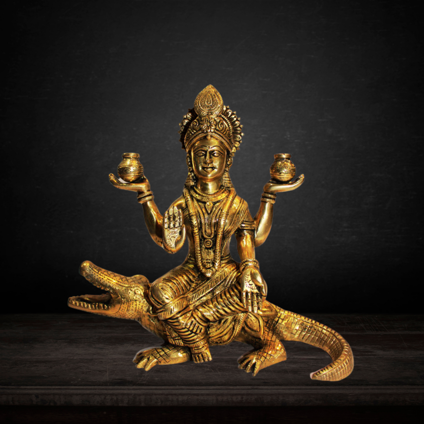 Brass Ganga Devi Statue