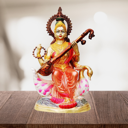 Brass Saraswati Ji Goddess Statue