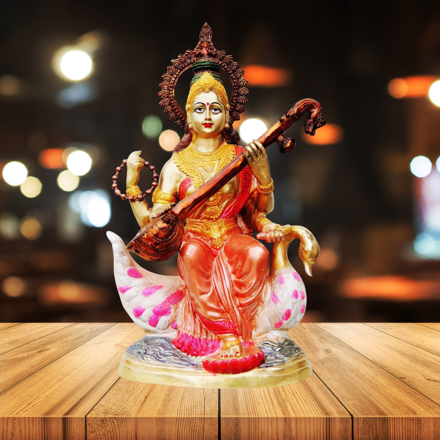 Brass Saraswati Ji Goddess Statue