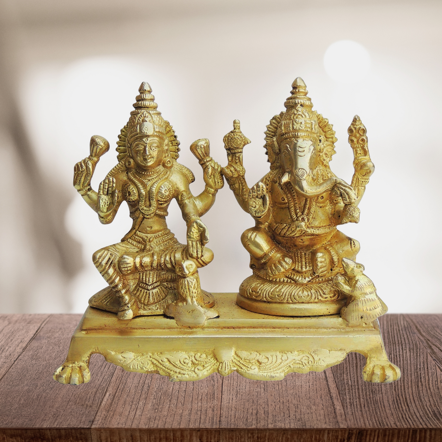 Brass Laxmi Ganesh God Idol Statue