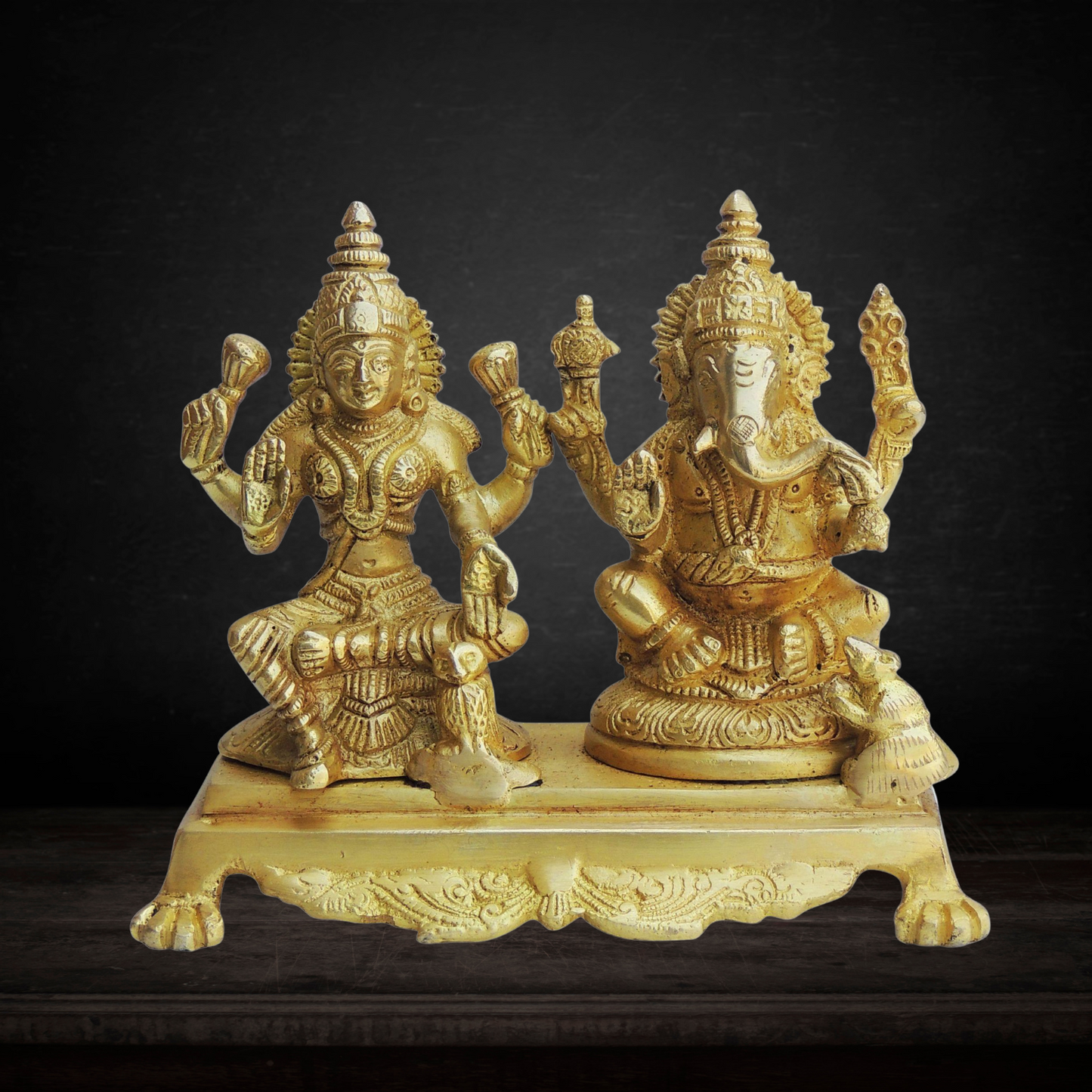 Brass Laxmi Ganesh God Idol Statue