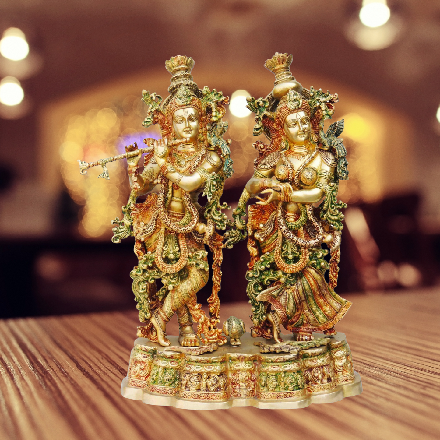 Brass Radha Krishna Platform God Idol