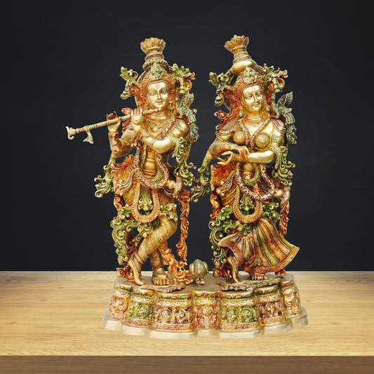 Brass Radha Krishna Platform God Idol