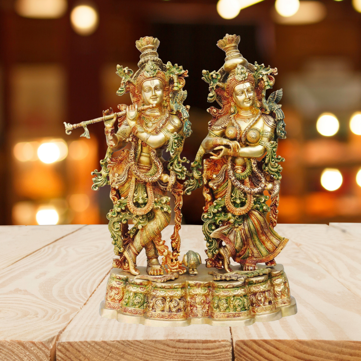 Brass Radha Krishna Platform God Idol