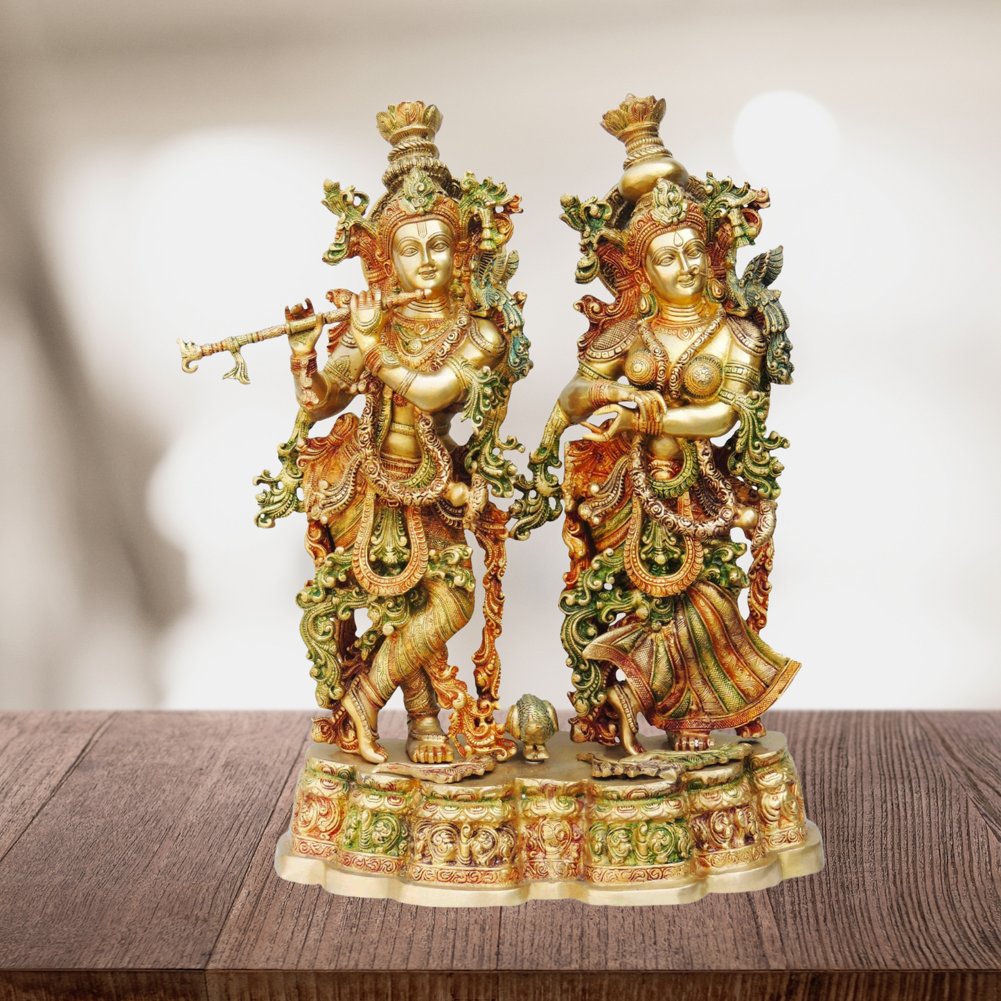 Brass Radha Krishna Platform God Idol