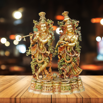 Brass Radha Krishna Platform God Idol