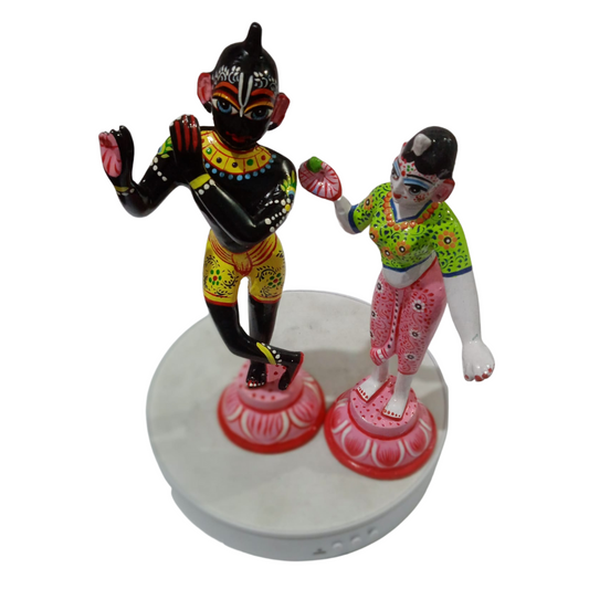 Brass Black Krishna and Color Radha