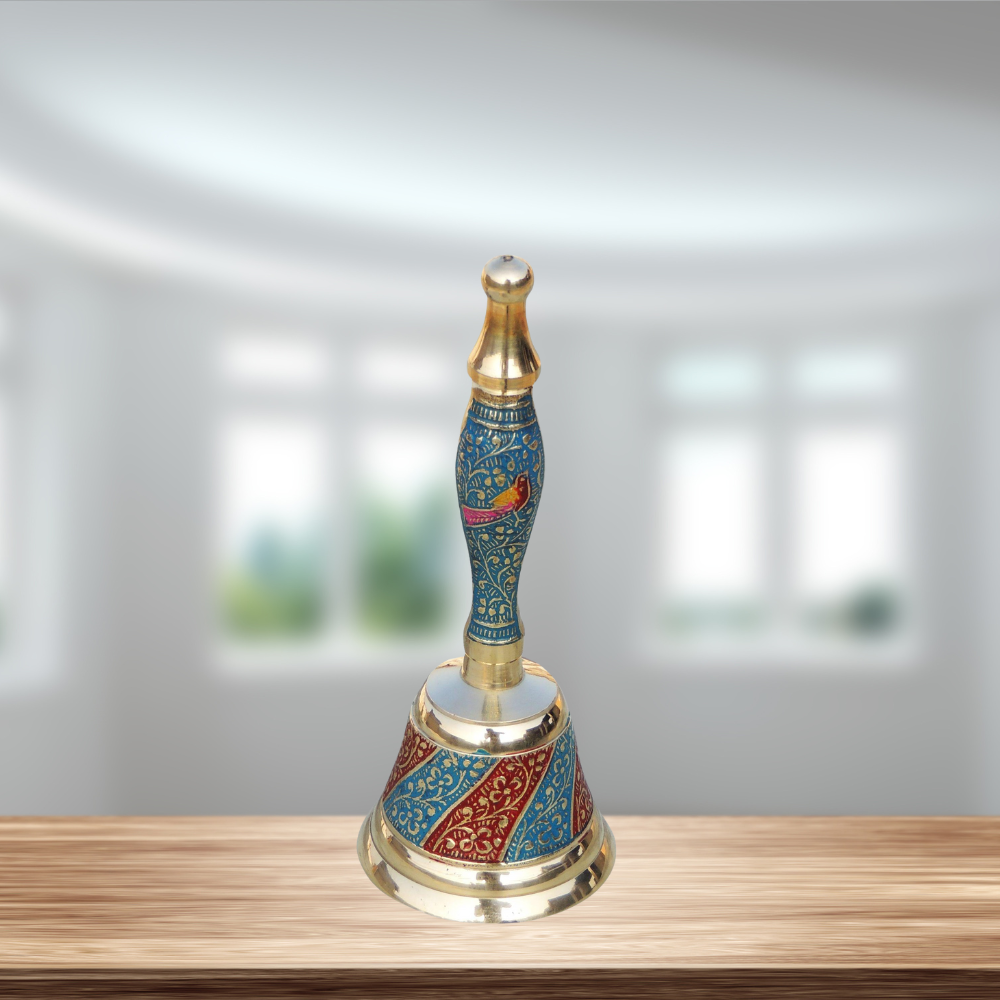 Brass Handle Bell In Blue Colour