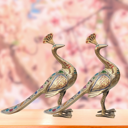 Brass Showpiece Peacock Pair Statue