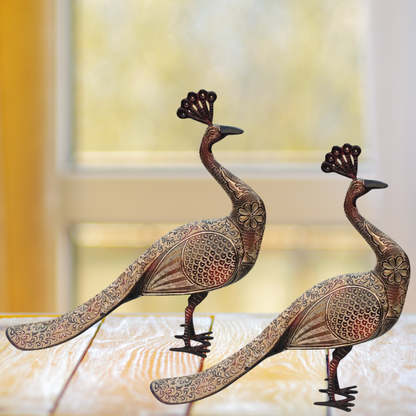 Brass Showpiece Peacock Pair Statue