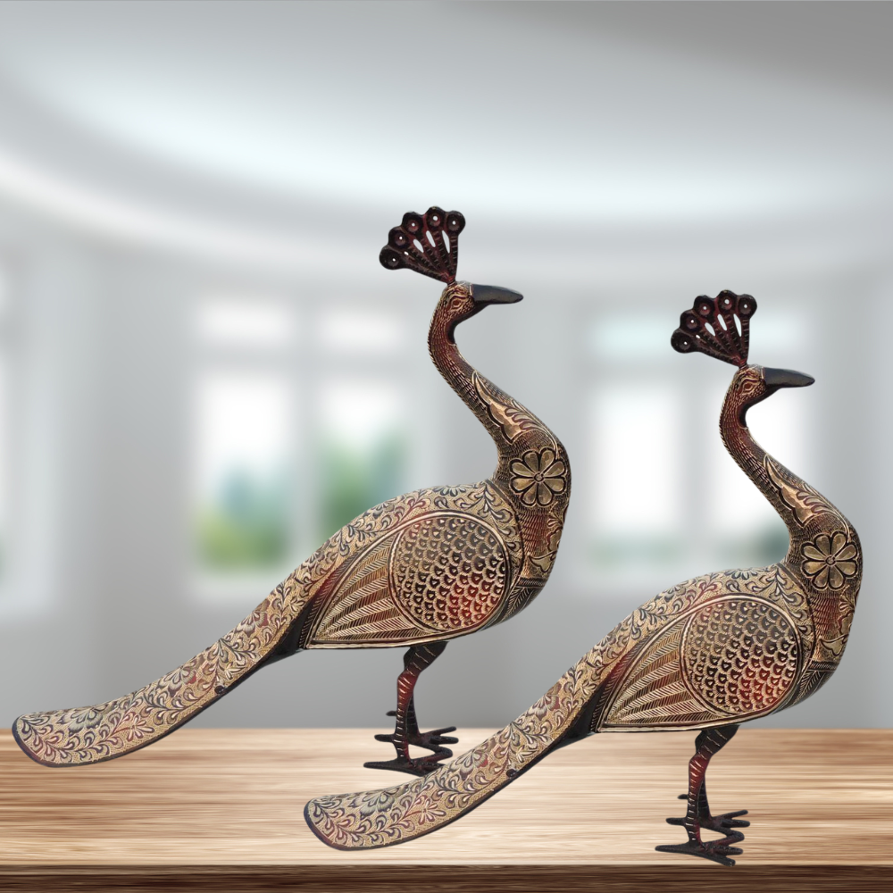 Brass Showpiece Peacock Pair Statue