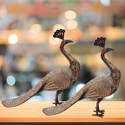 Brass Showpiece Peacock Pair Statue