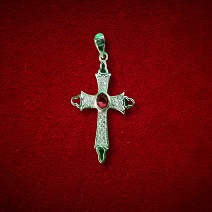 Pure Silver Stone Cross Locket Pendant 10g - PUSHMYCART