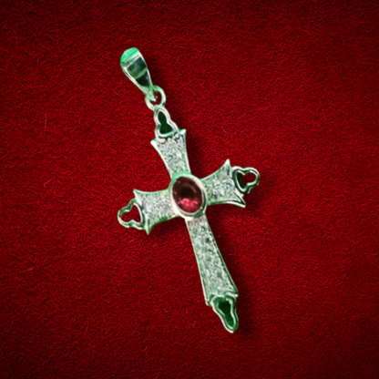 Pure Silver Stone Cross Locket Pendant