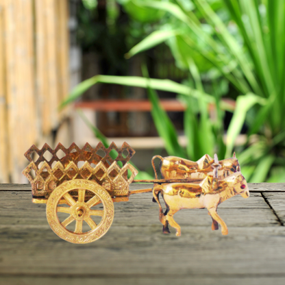 Brass Bull Cart Statue