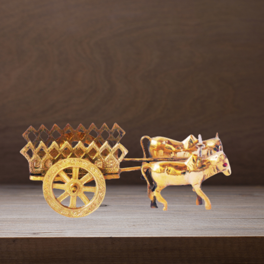 Brass Bull Cart Statue