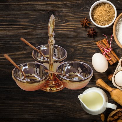 Brass & Steel Pickel Achar holder Bowl with spoon