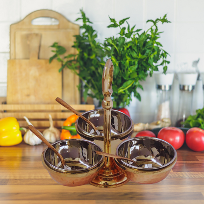 Brass & Steel Pickel Achar holder Bowl with spoon