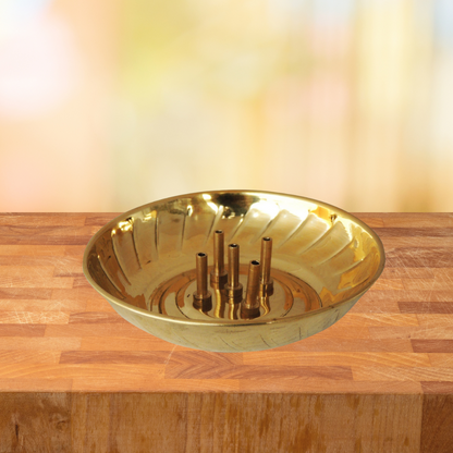 Brass 5 Agarbatti Stand Plate Small