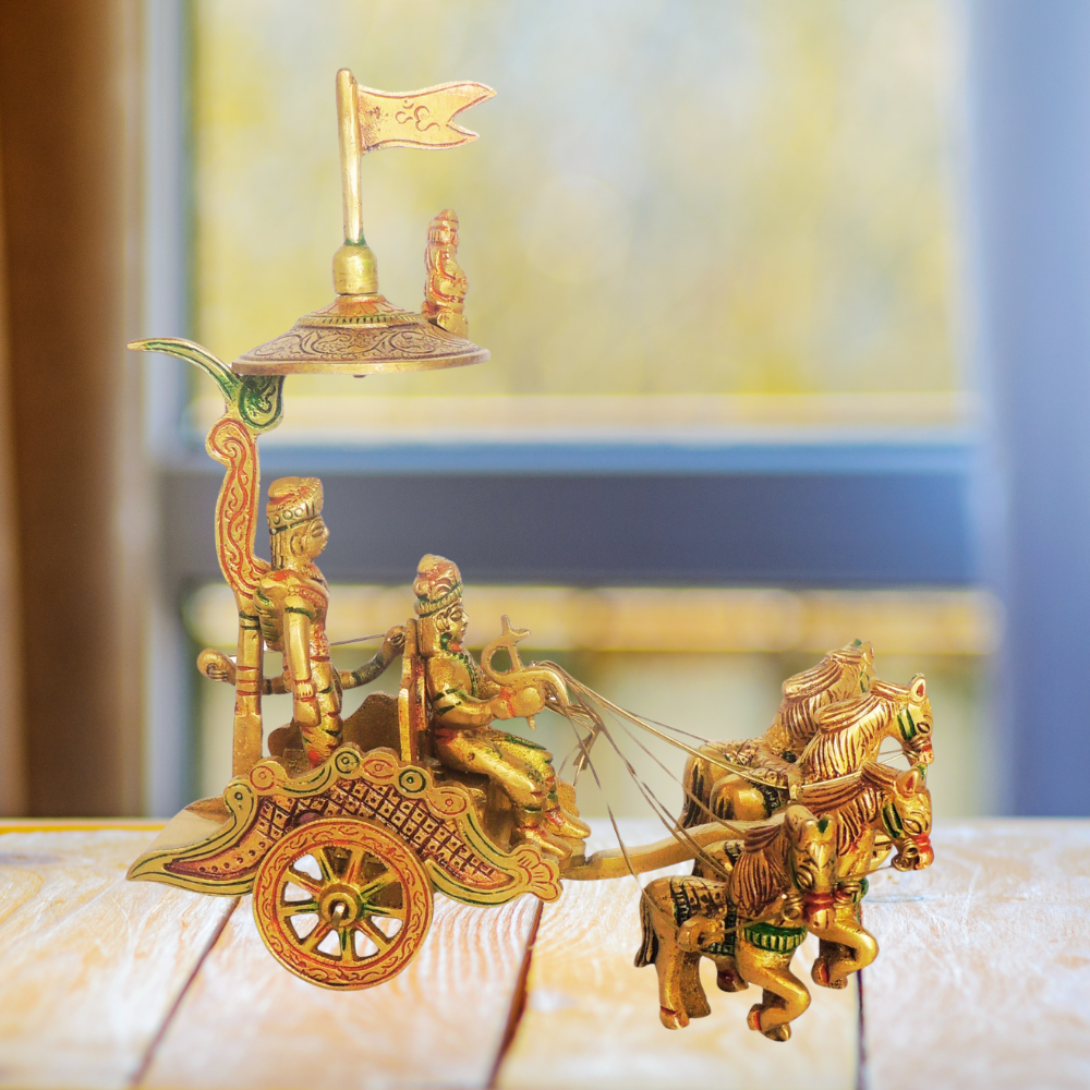 Brass Arjun Rath statue