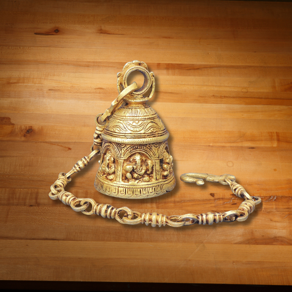 Brass Bell With Chain God Idol Statue