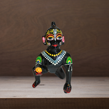 Brass Black Laddu Gopal Statue Murti Idol