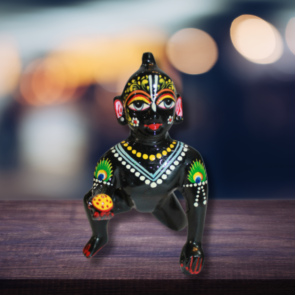 Brass Black Laddu Gopal Statue Murti Idol