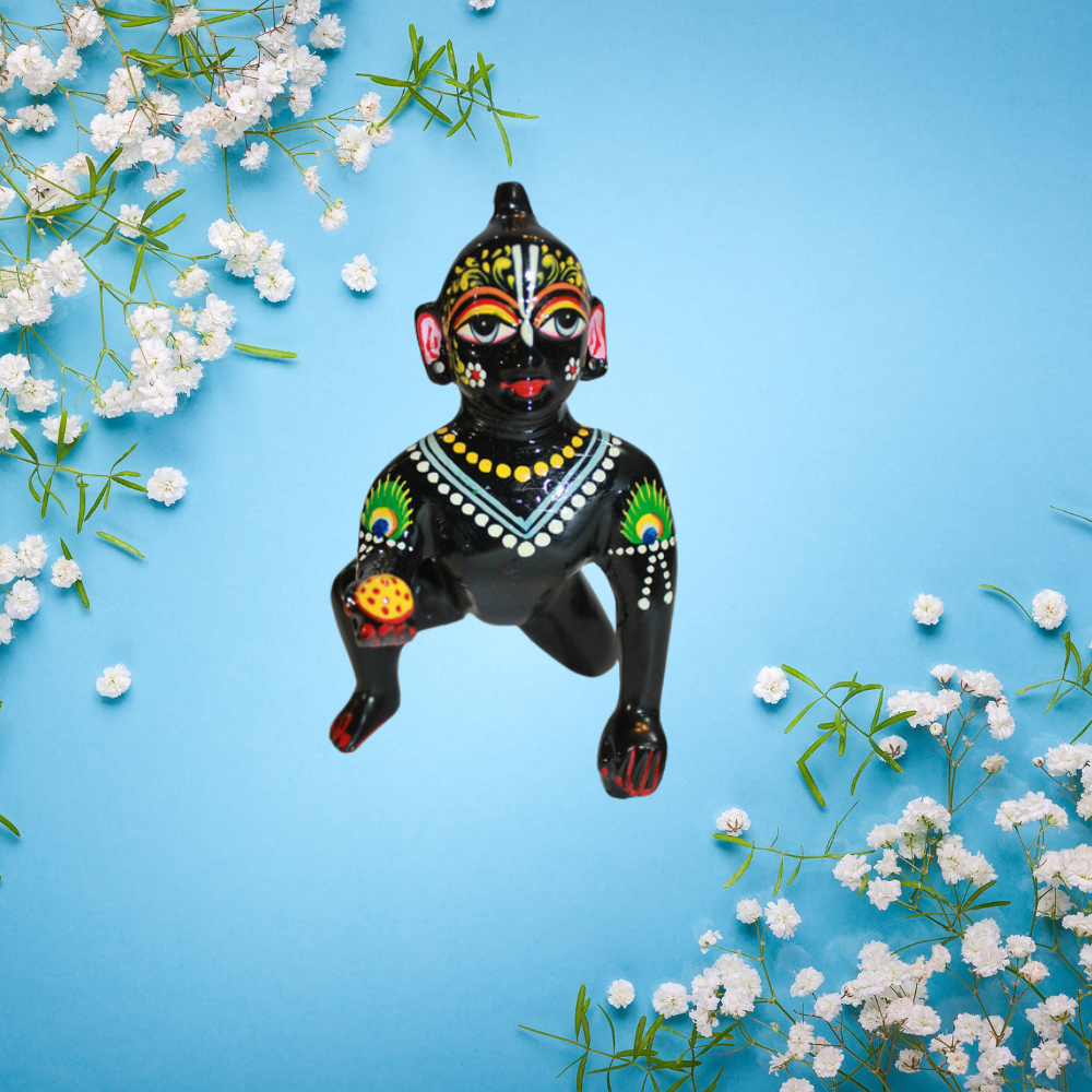 Brass Black Laddu Gopal Statue Murti Idol