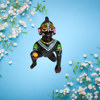 Brass Black Laddu Gopal Statue Murti Idol