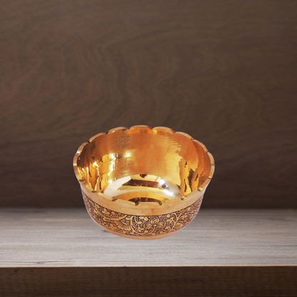 Brass Bowl Katori Flower Design