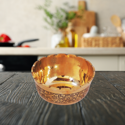 Brass Bowl Katori Flower Design