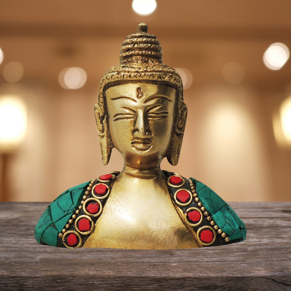 Brass Buddha Face Statue