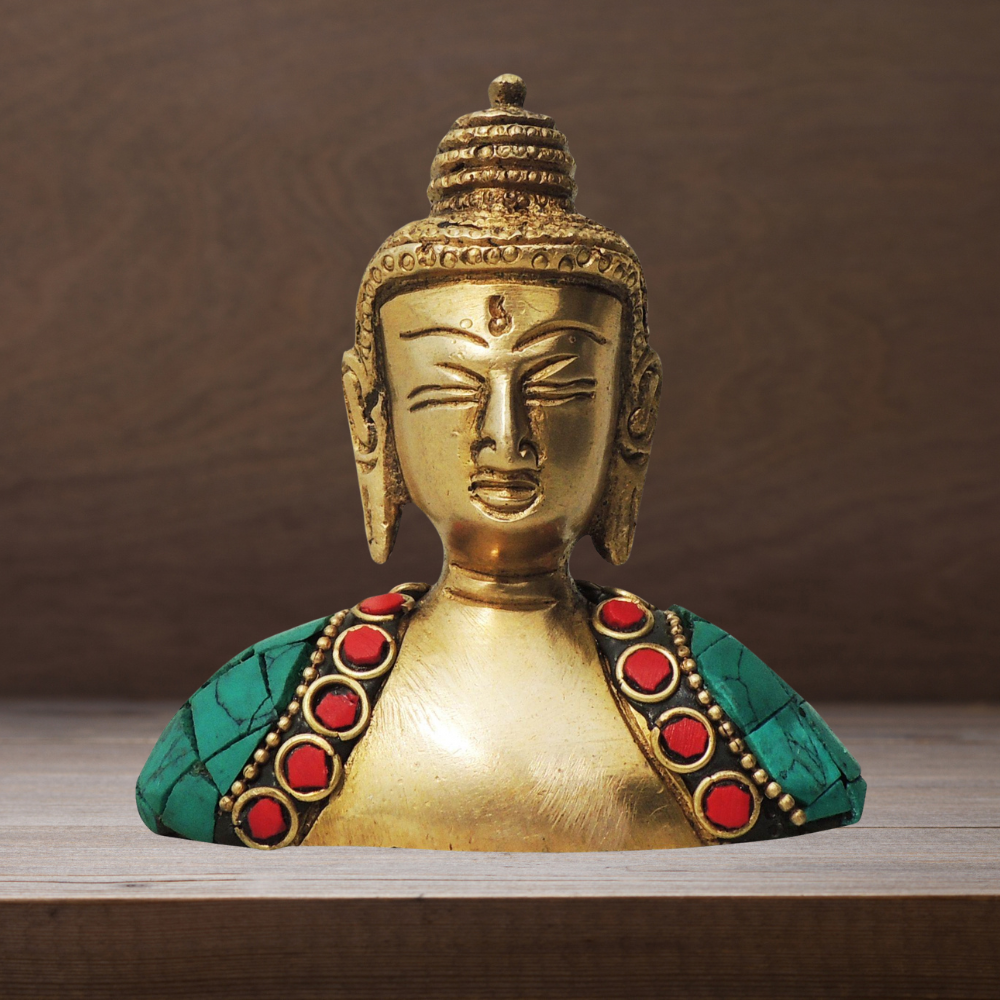 Brass Buddha Face Statue