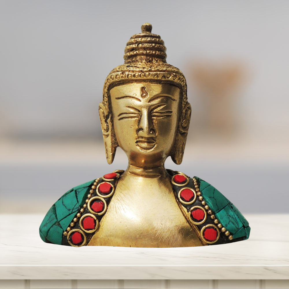 Brass Buddha Face Statue