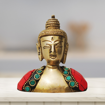 Brass Buddha Face Statue