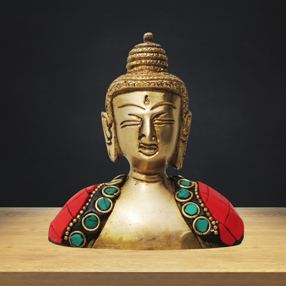 Brass Buddha Face Statue