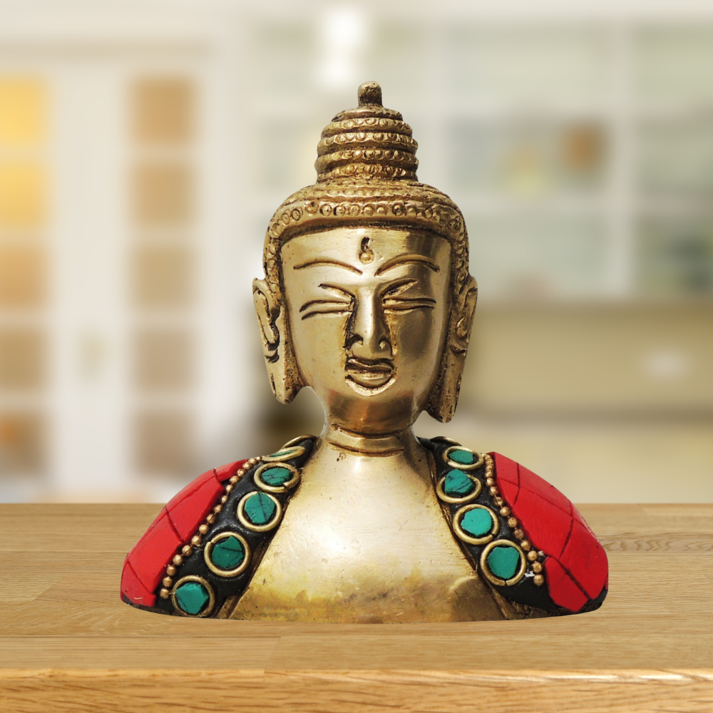 Brass Buddha Face Statue