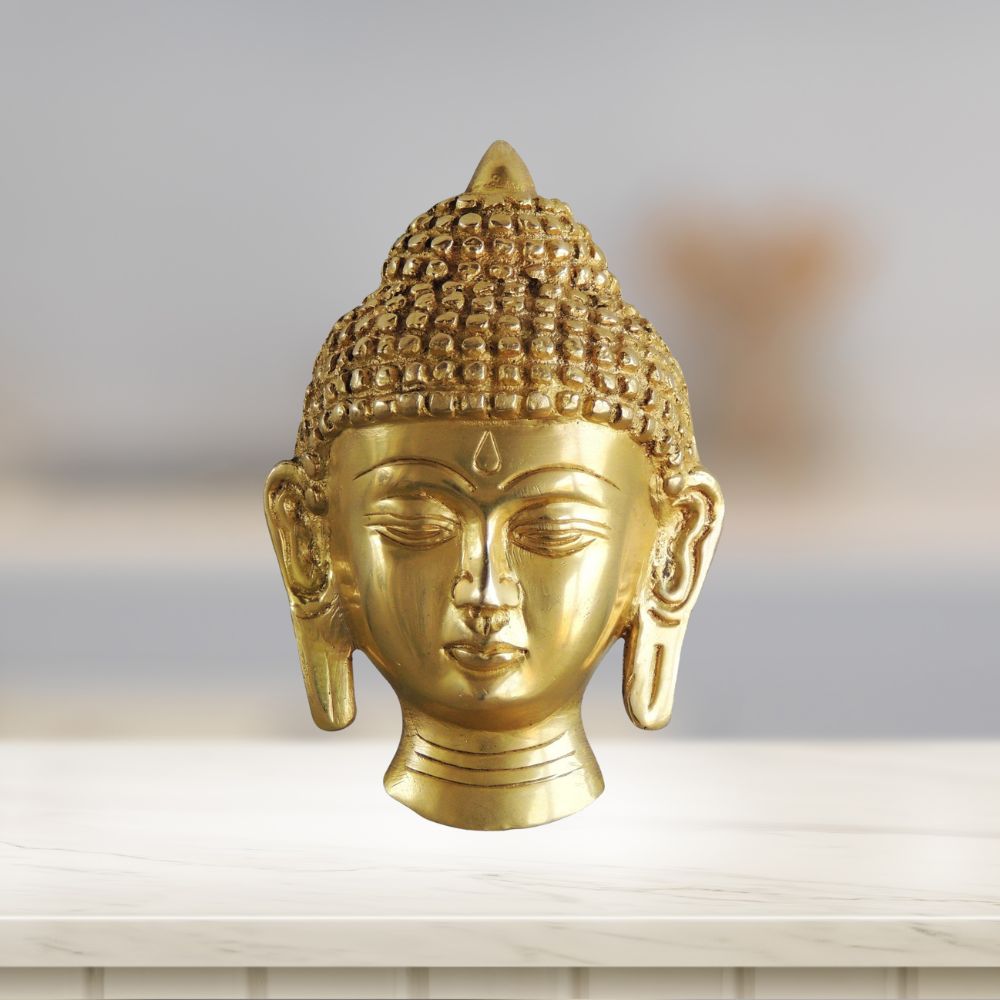 Brass Buddha Face Statue