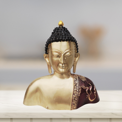 Brass Buddha Head And Chest Statue