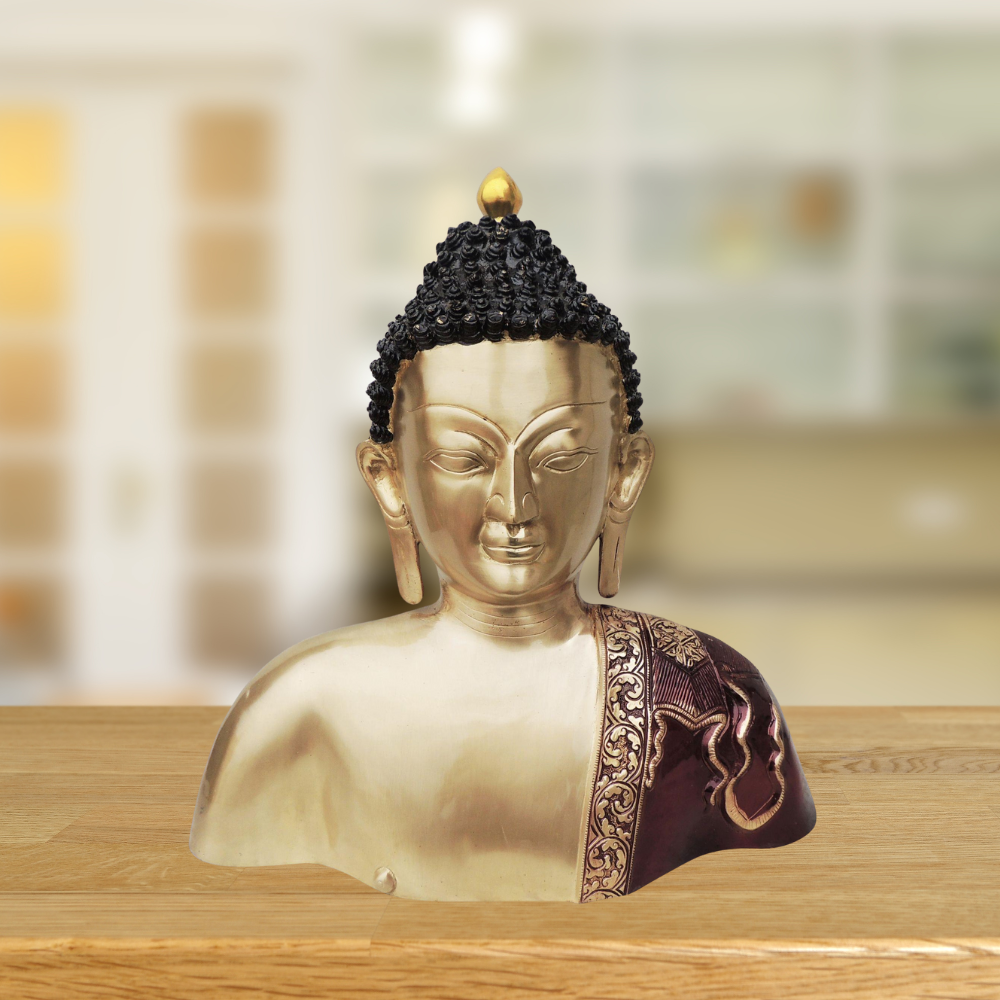 Brass Buddha Head And Chest Statue