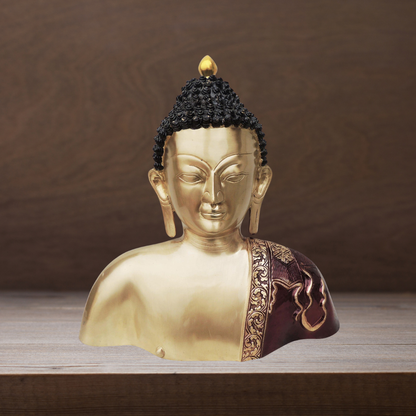 Brass Buddha Head And Chest Statue