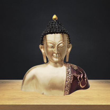 Brass Buddha Head And Chest Statue