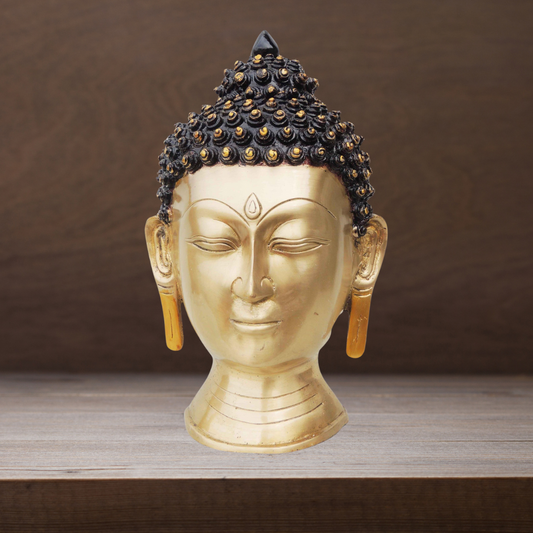 Brass Budha Head Statue Antique Finish