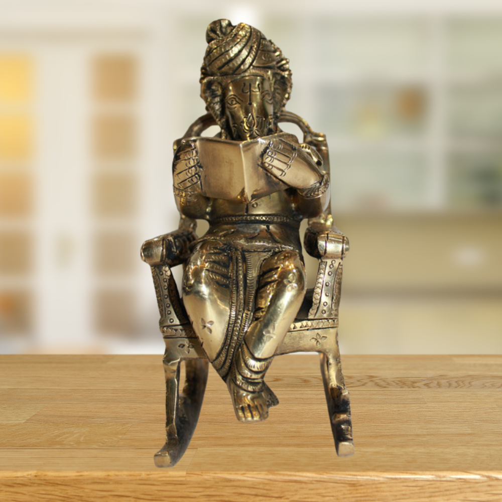 Brass Chair Ganesh Statue