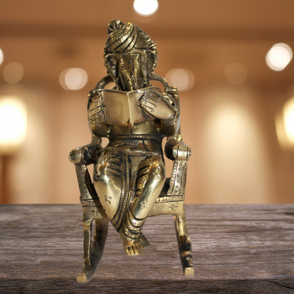 Brass Chair Ganesh Statue